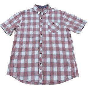 Colours Alexander Julian Shirt Men's Sixe XL Short Sleeve Plaid Pink & White